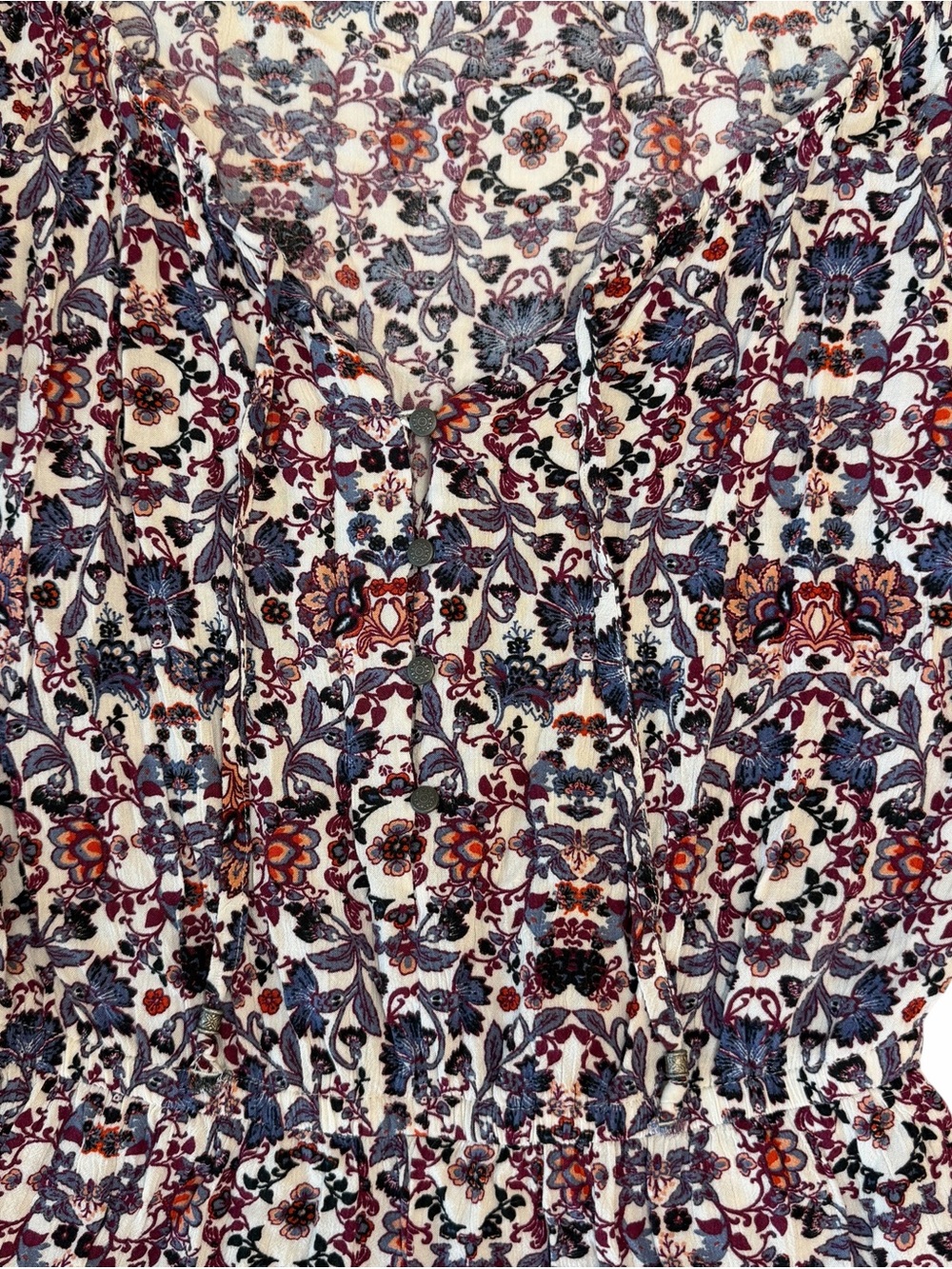 American Eagle Outfitters Floral Print Romper - White, Blue, Burgundy - Picture 3 of 4